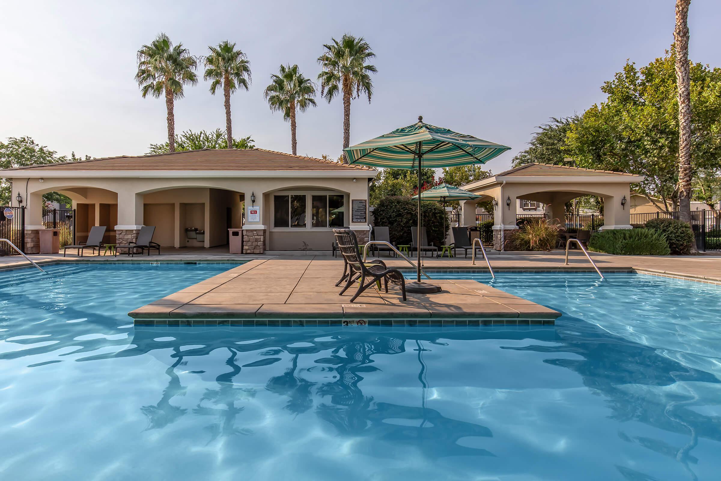 a small house in a pool of water