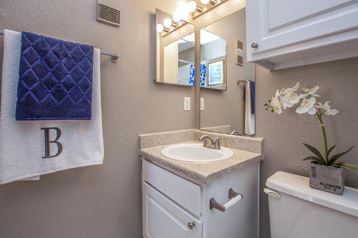 a white sink sitting under a mirror