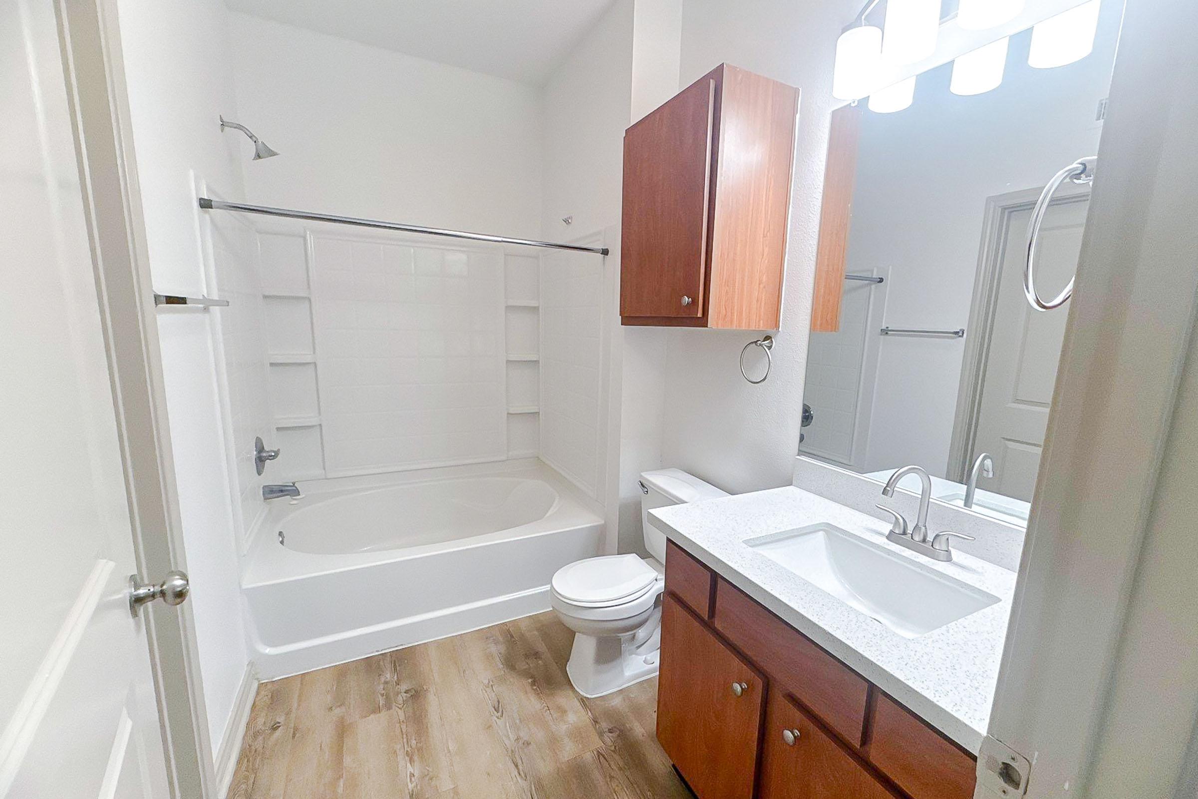 Vanity Lighting in Bathroom with a Tub and Shower