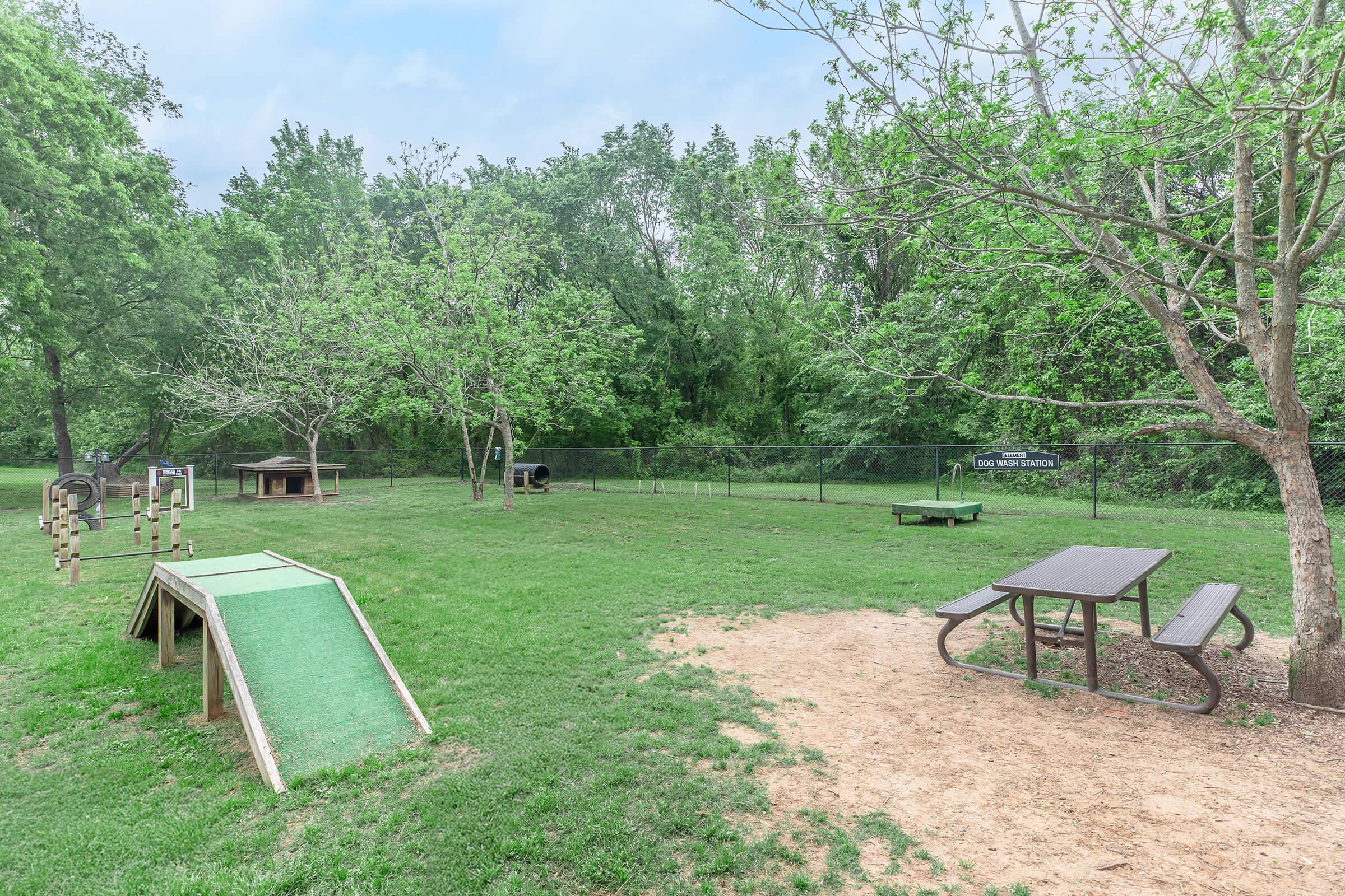 Let your pup run free, explore the agility course, and make new furry friends in our spacious dog park! With a dog wash station and seating for you to relax, it’s the perfect spot for playtime and bonding,