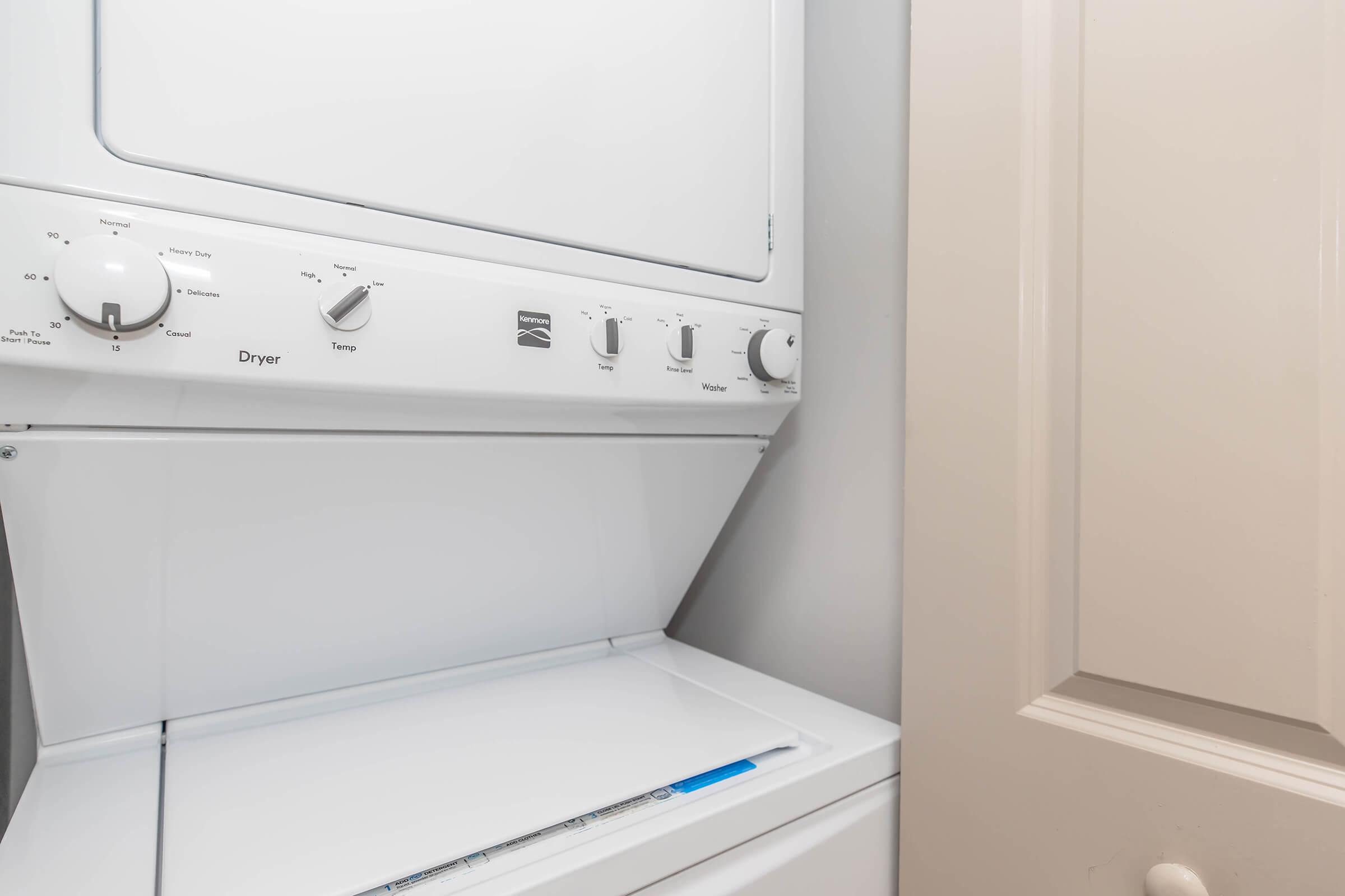 Enjoy the convenience of in-home laundry with a full-size washer and dryer—making laundry day easier, faster, and totally stress-free.