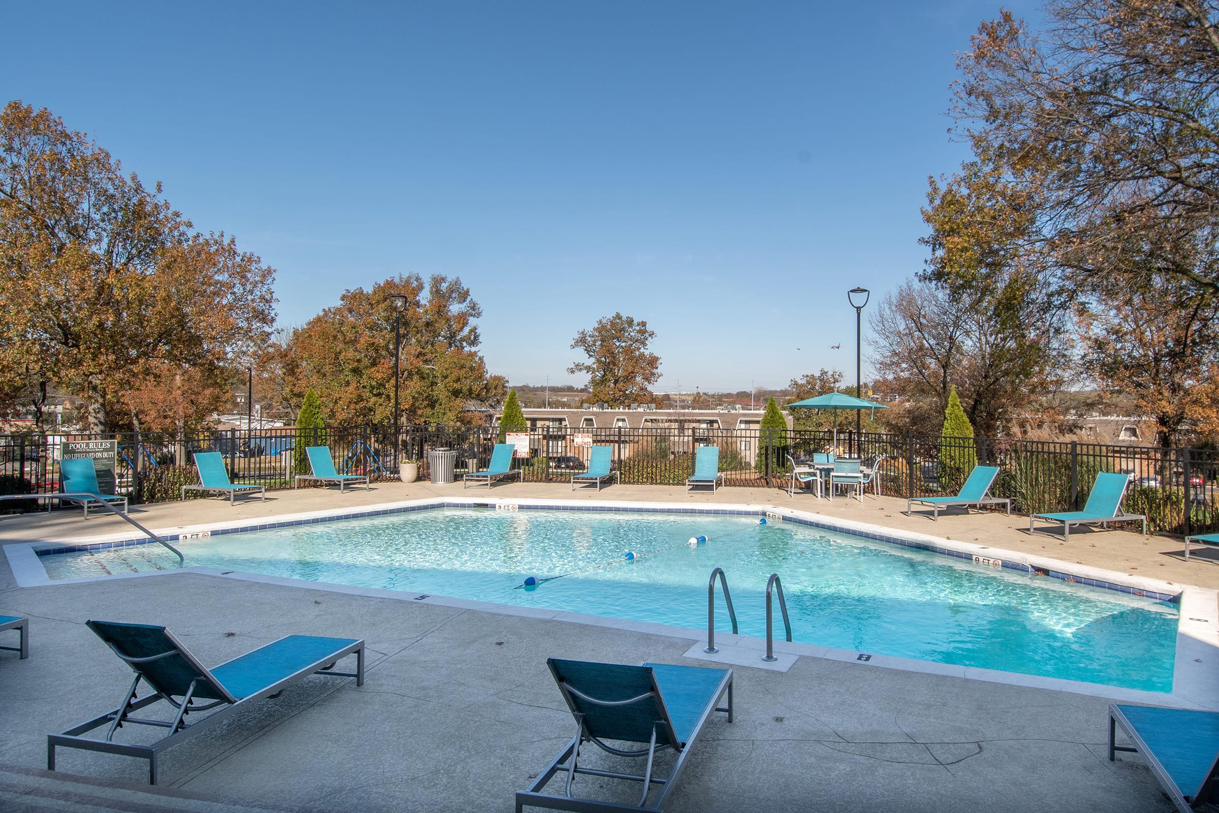 Shimmering Salt Water pool at Nob Hill Apartments in Nashville Tennessee.