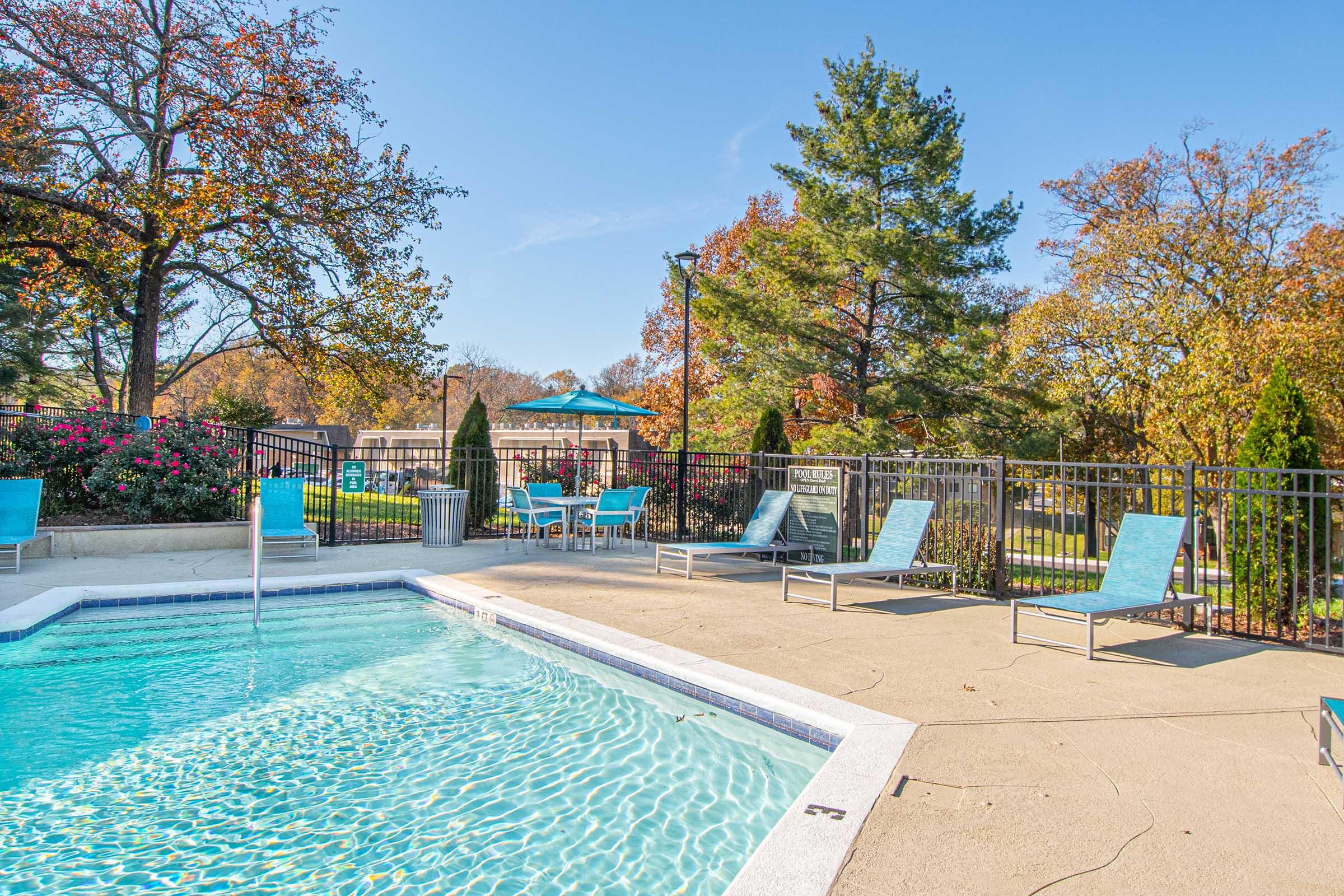 Shimmering Salt Water pool at Nob Hill Apartments in Nashville Tennessee.