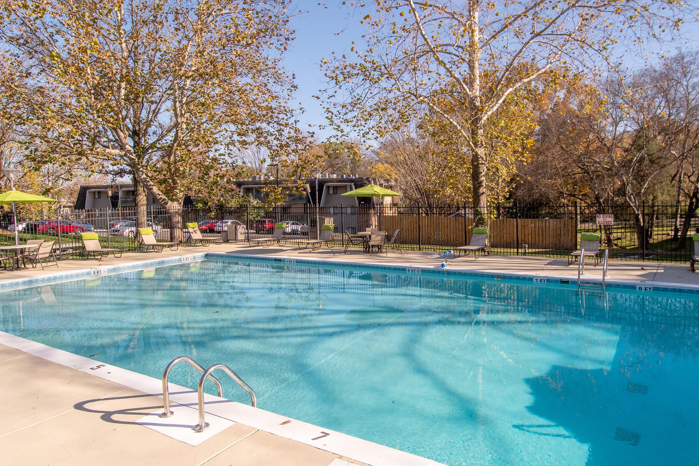 Shimmering Salt Water pool at Nob Hill Apartments in Nashville Tennessee.