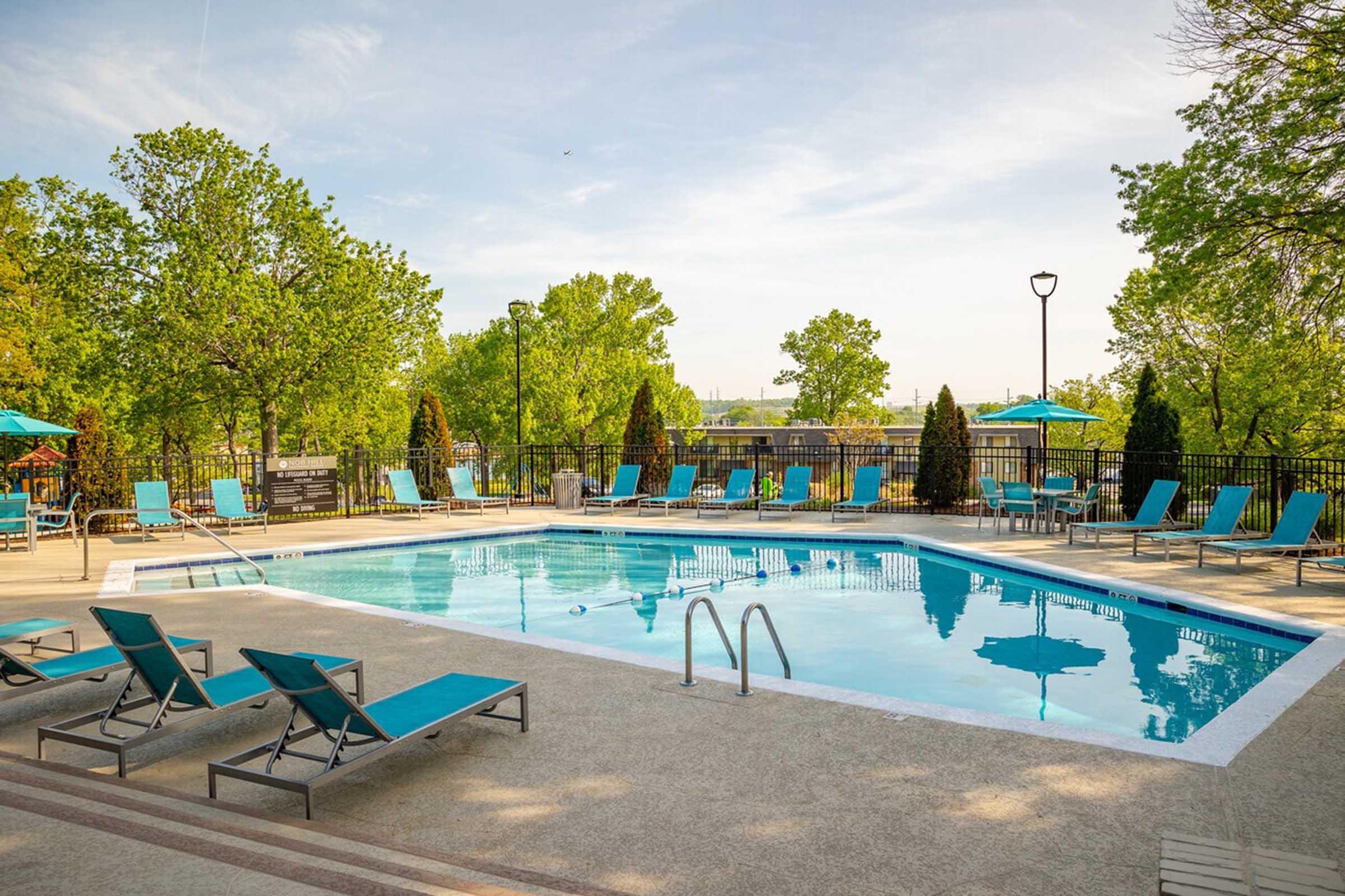 Shimmering Salt Water pool at Nob Hill Apartments in Nashville Tennessee.