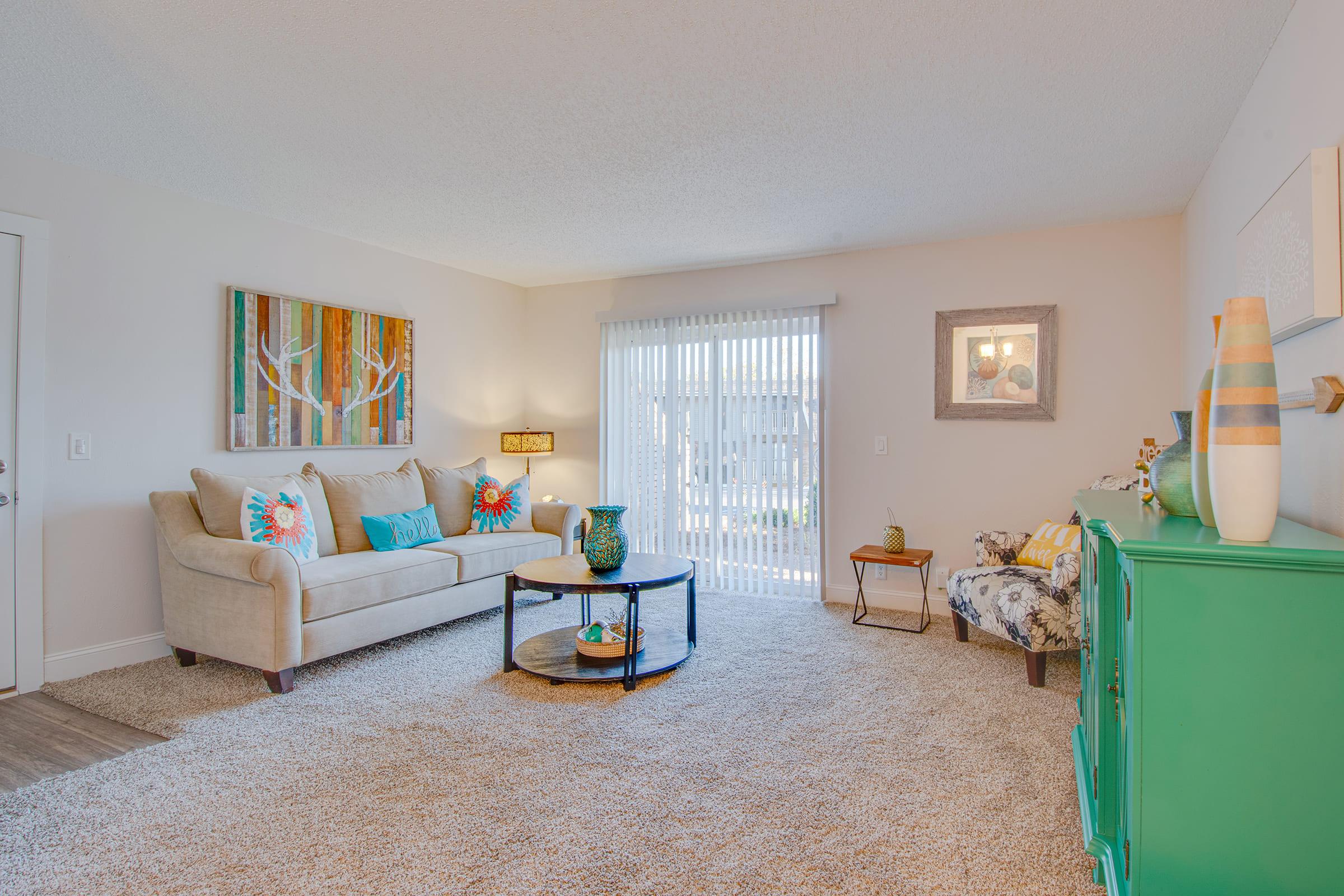 Cozy living room at Nob Hill Apartments in Nashville, Tennessee.
