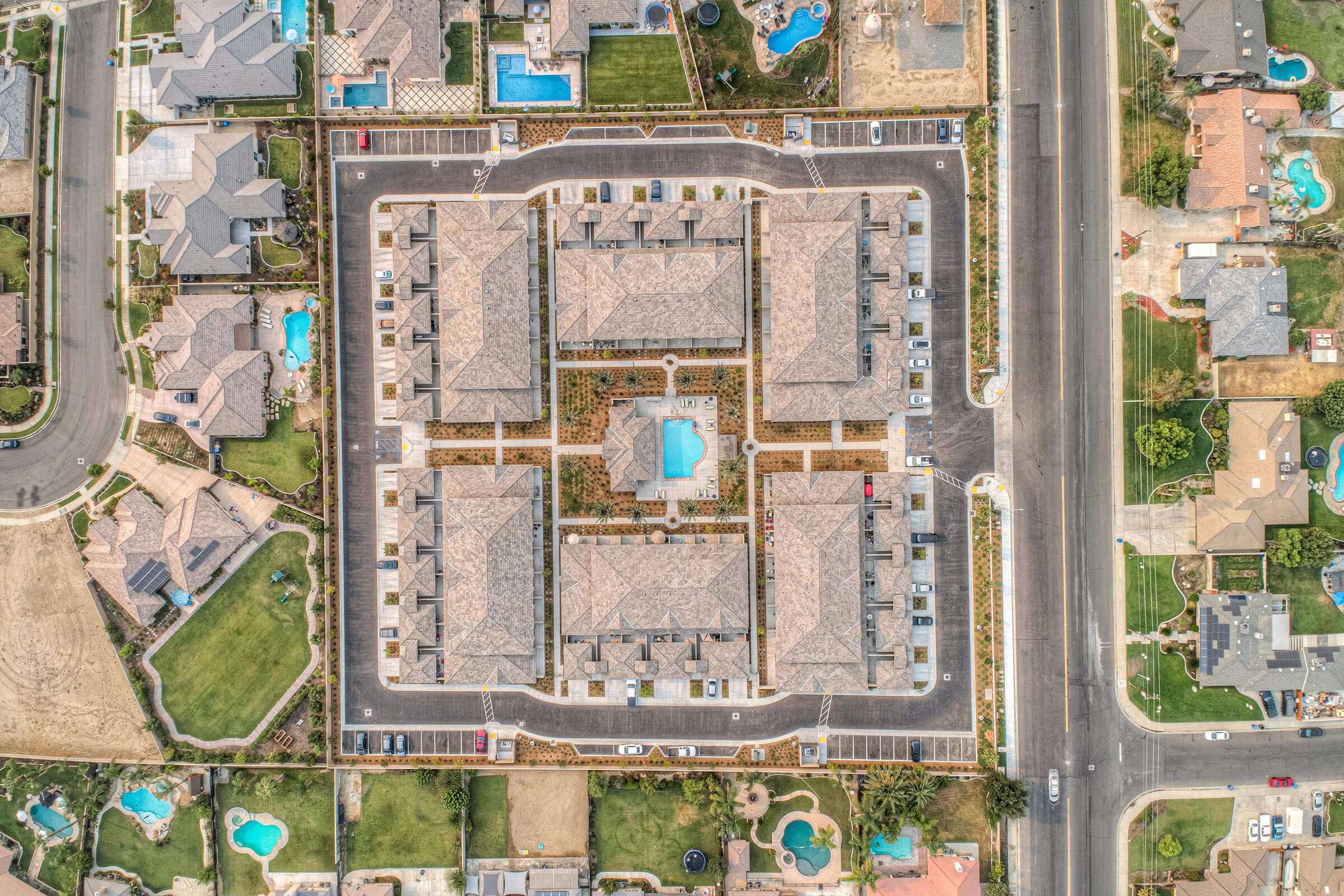 Masterpiece Parke apartment complex from above