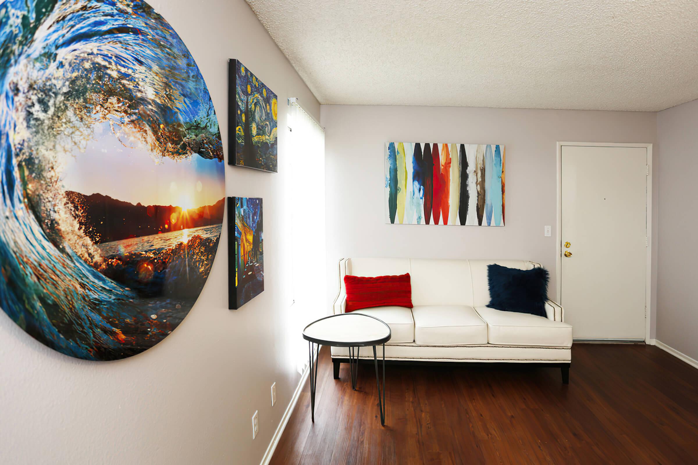 a painting in a living room