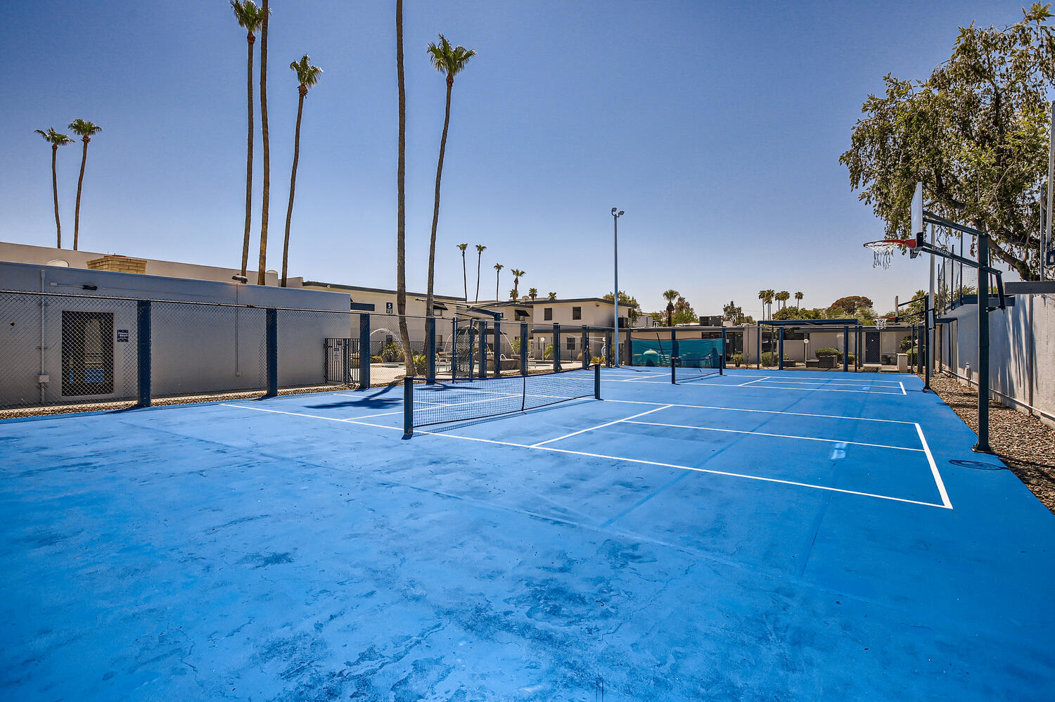 Rise Biltmore's blue outdoor tennis courts