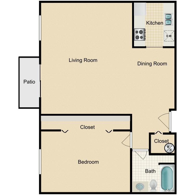 Floor plan image of 1 Bed 1 Bath A