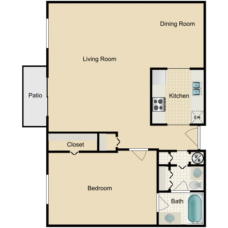 Floor plan image of 1 Bed 1 Bath B