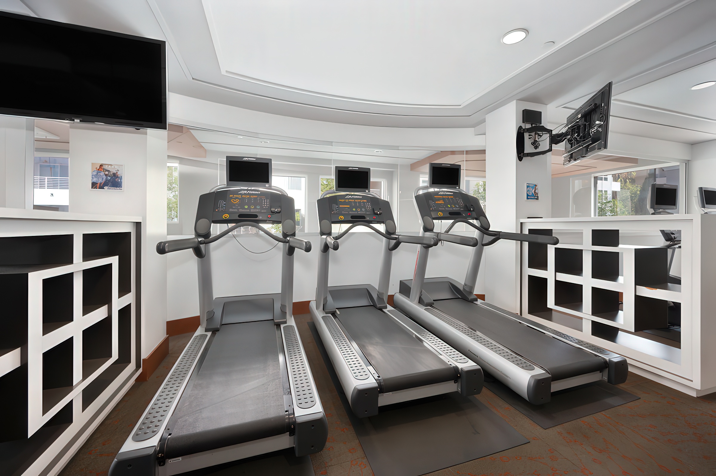 a view of treadmills