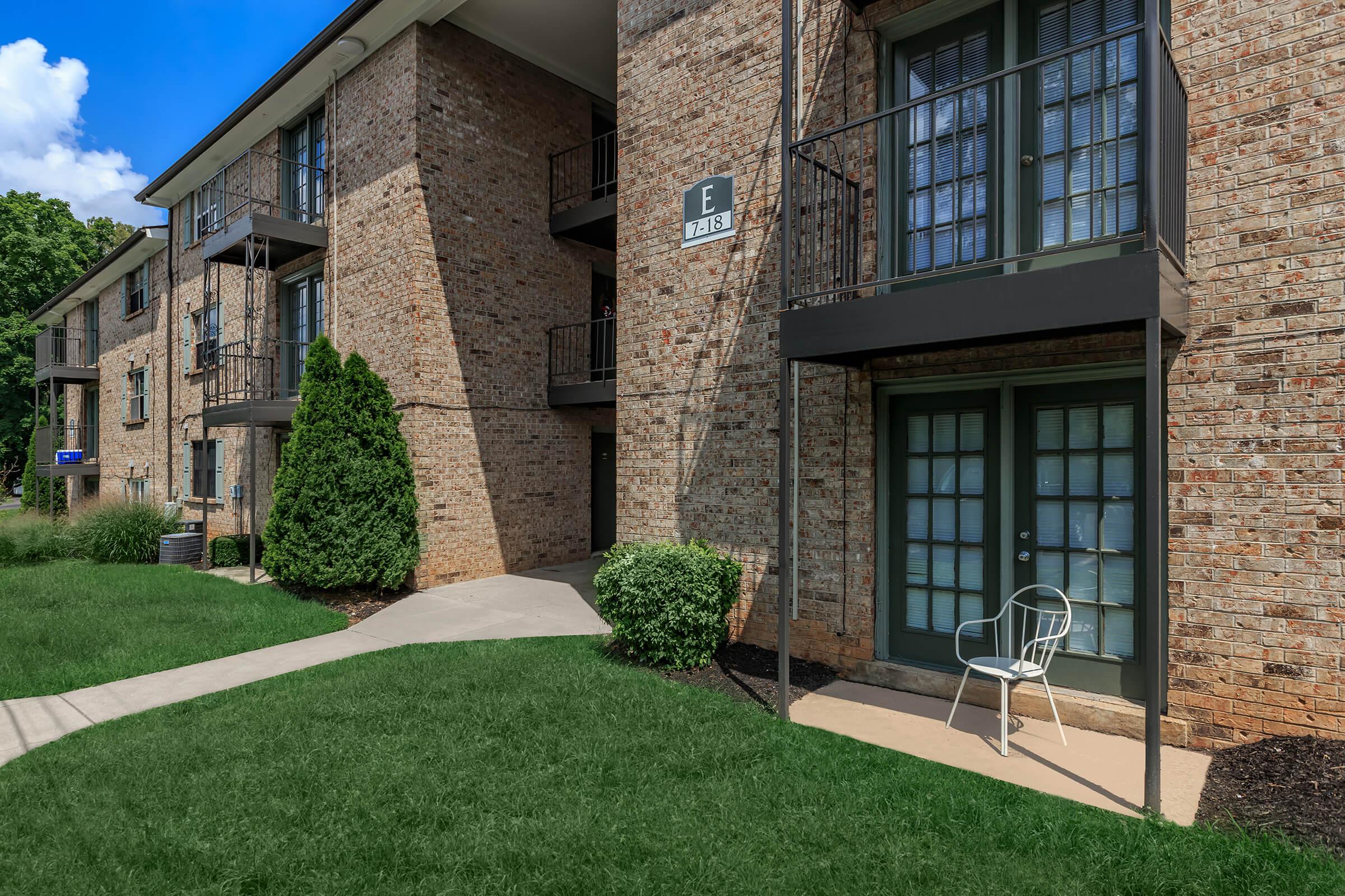 Listen to the sounds of the neighborhood on your balcony or patio in Eagles Crest at Jack Miller in Clarksville, Tennessee 