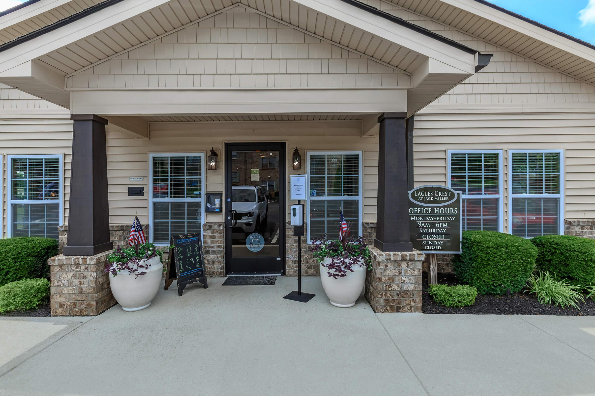 Visit our leasing office here at Eagles Crest at Jack Miller in Clarksville, Tennessee