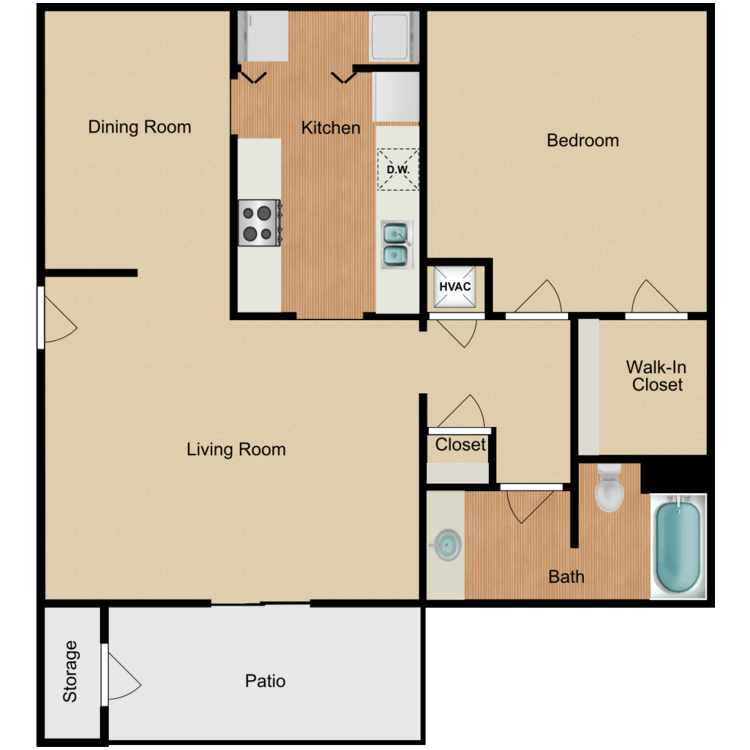 Floor plan image of 1 Bed 1 Bath