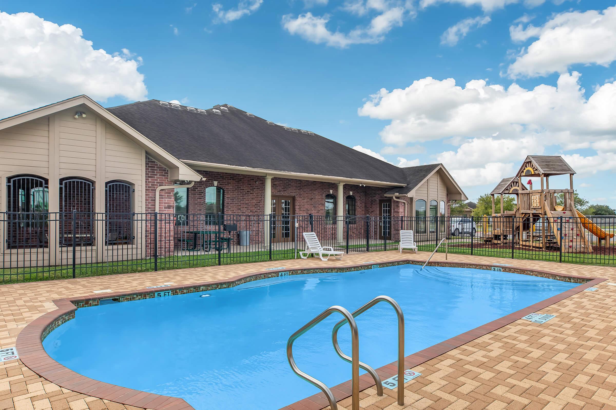 a small house in a pool of water