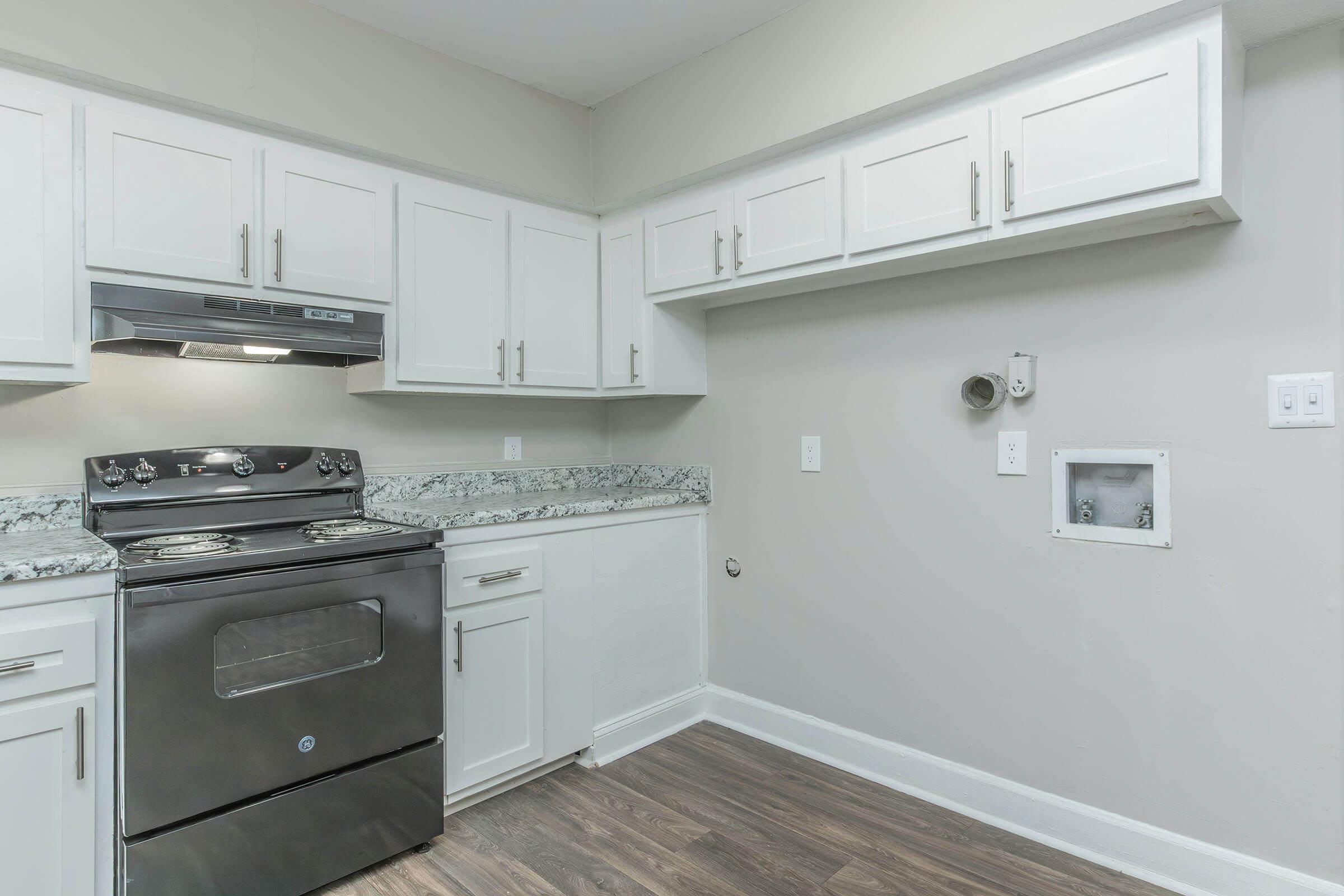 a kitchen with a stove and a sink