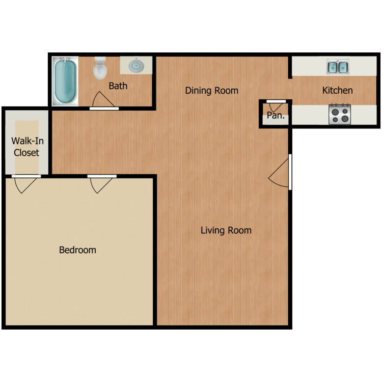 Floor plan image of 1 Bed 1 Bath