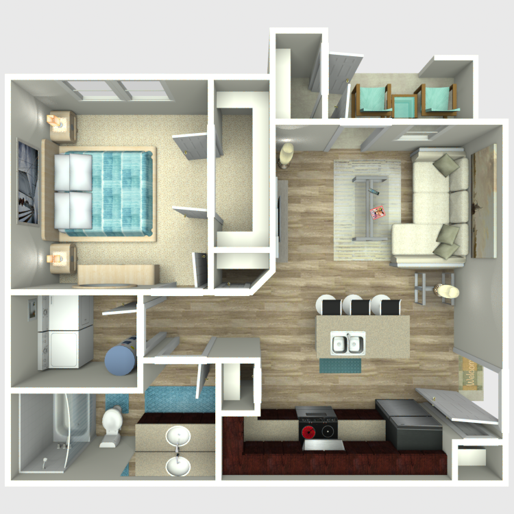Floor plan image of 1 Bed 1 Bath A1