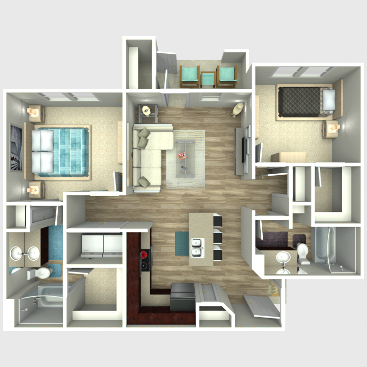 Floor plan image of 2 Bed 2 Bath B1