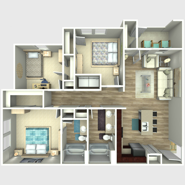 Floor plan image of 3 Bed 2 Bath C1