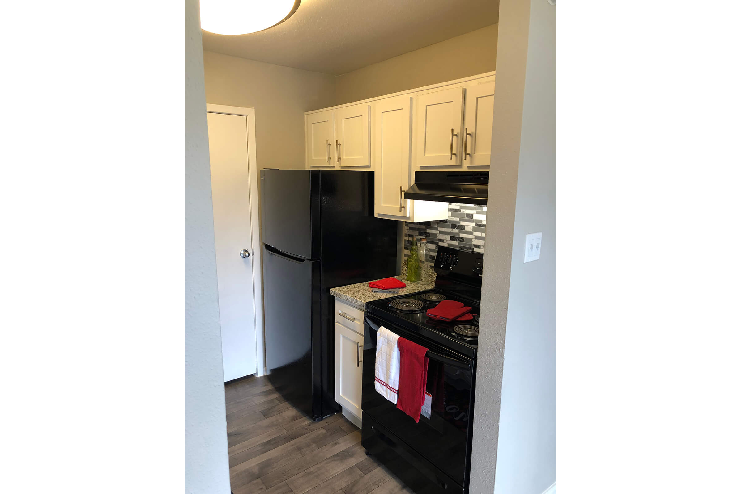 a refrigerator in a kitchen