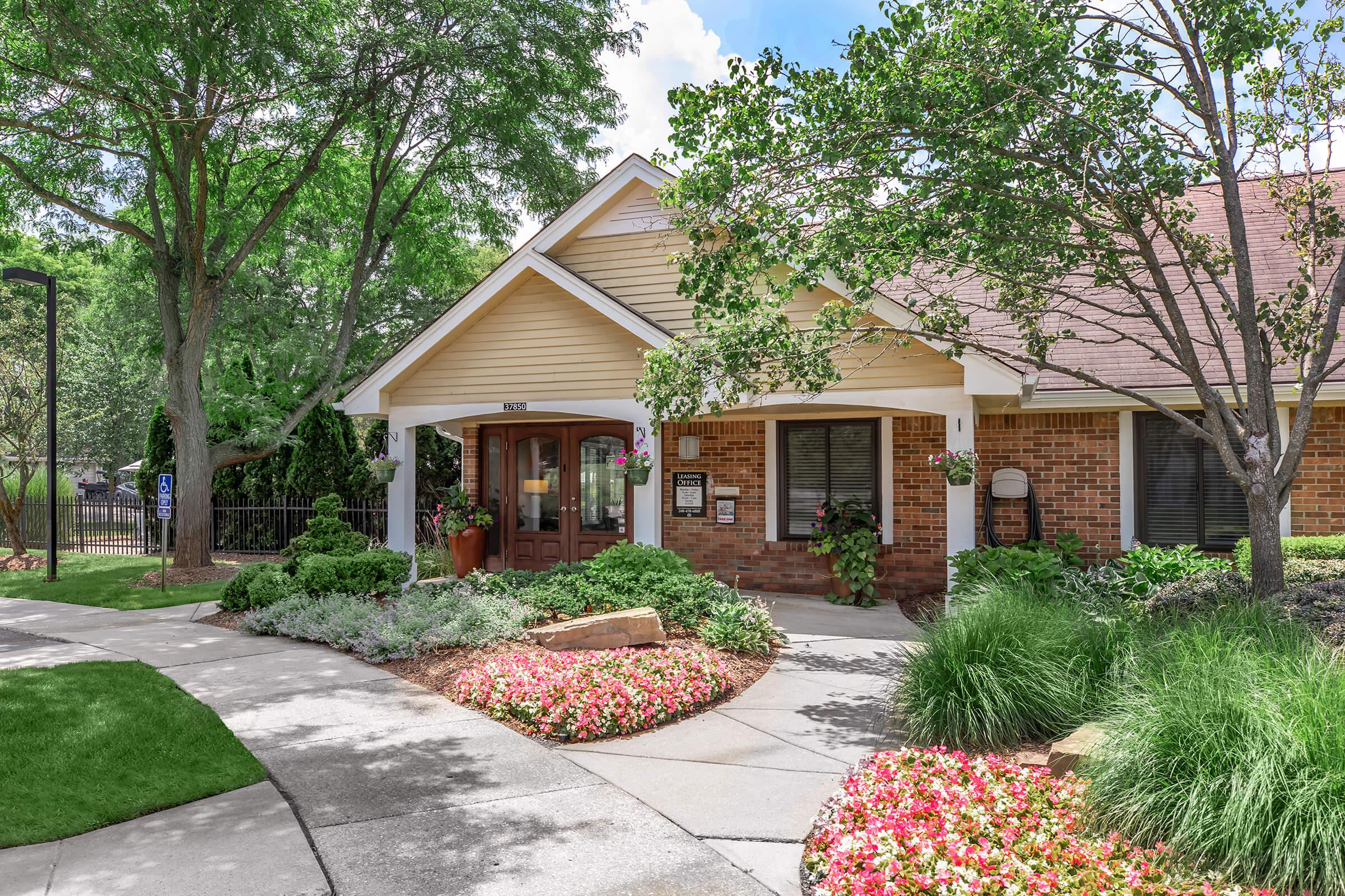 a garden in front of a house