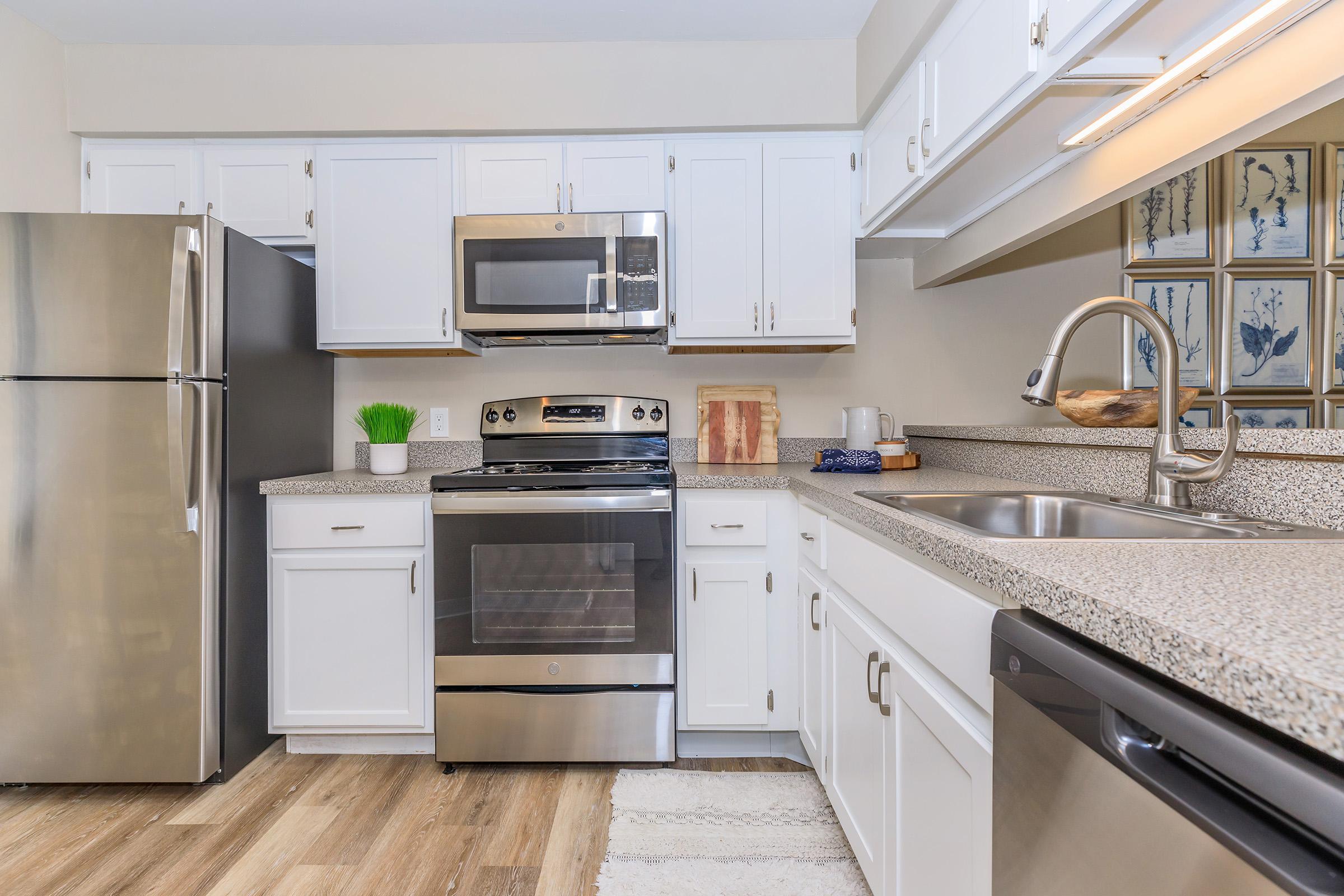 a kitchen with a stove and a refrigerator