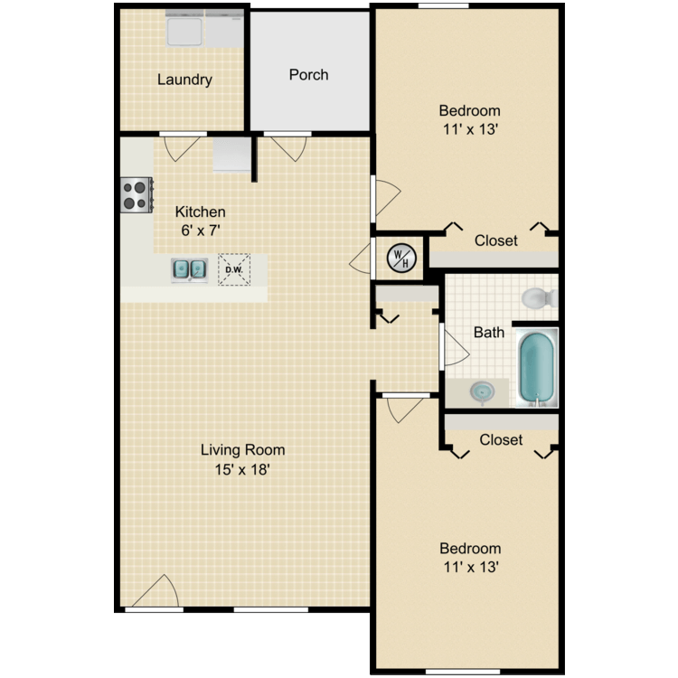 Floor plan image of 2 Bed 1 Bath C