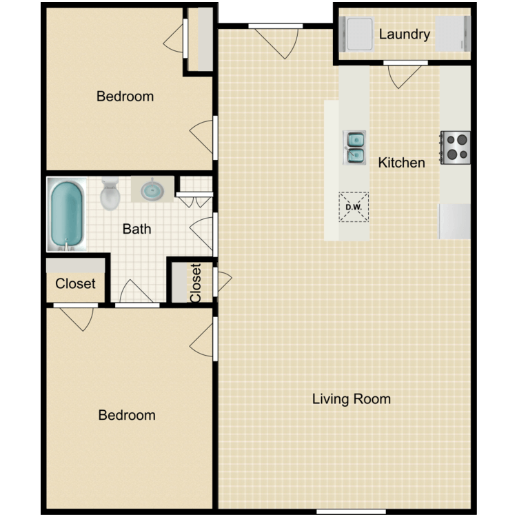 Floor plan image of 2 Bed 1 Bath B