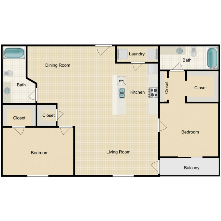 Floor plan image of 2 Bed 2 Bath E