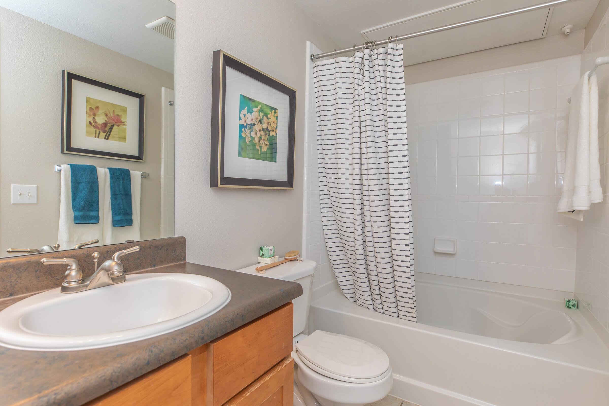 a double sink and large mirror