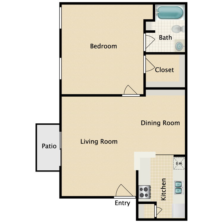Floor plan image of 1 Bed 1 Bath B