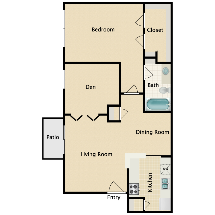 Floor plan image of 1 Bed 1 Bath C