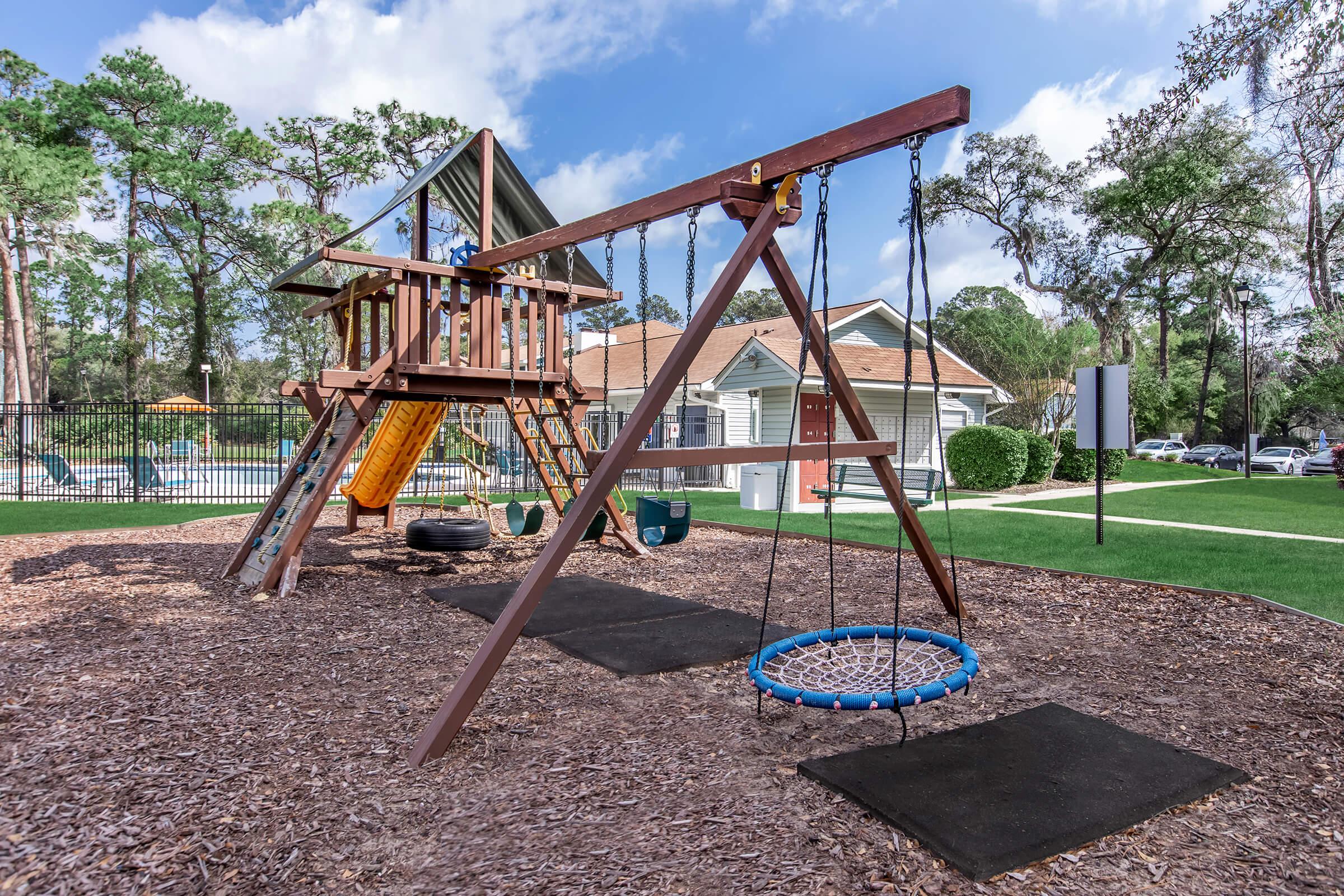 a playground in a swing