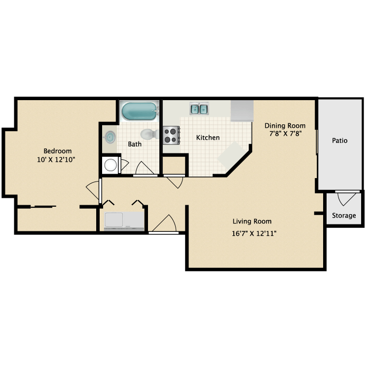Floor plan image of 1 Bed 1 Bath