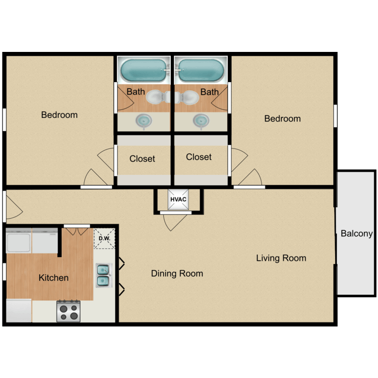 Floor plan image of 2x2