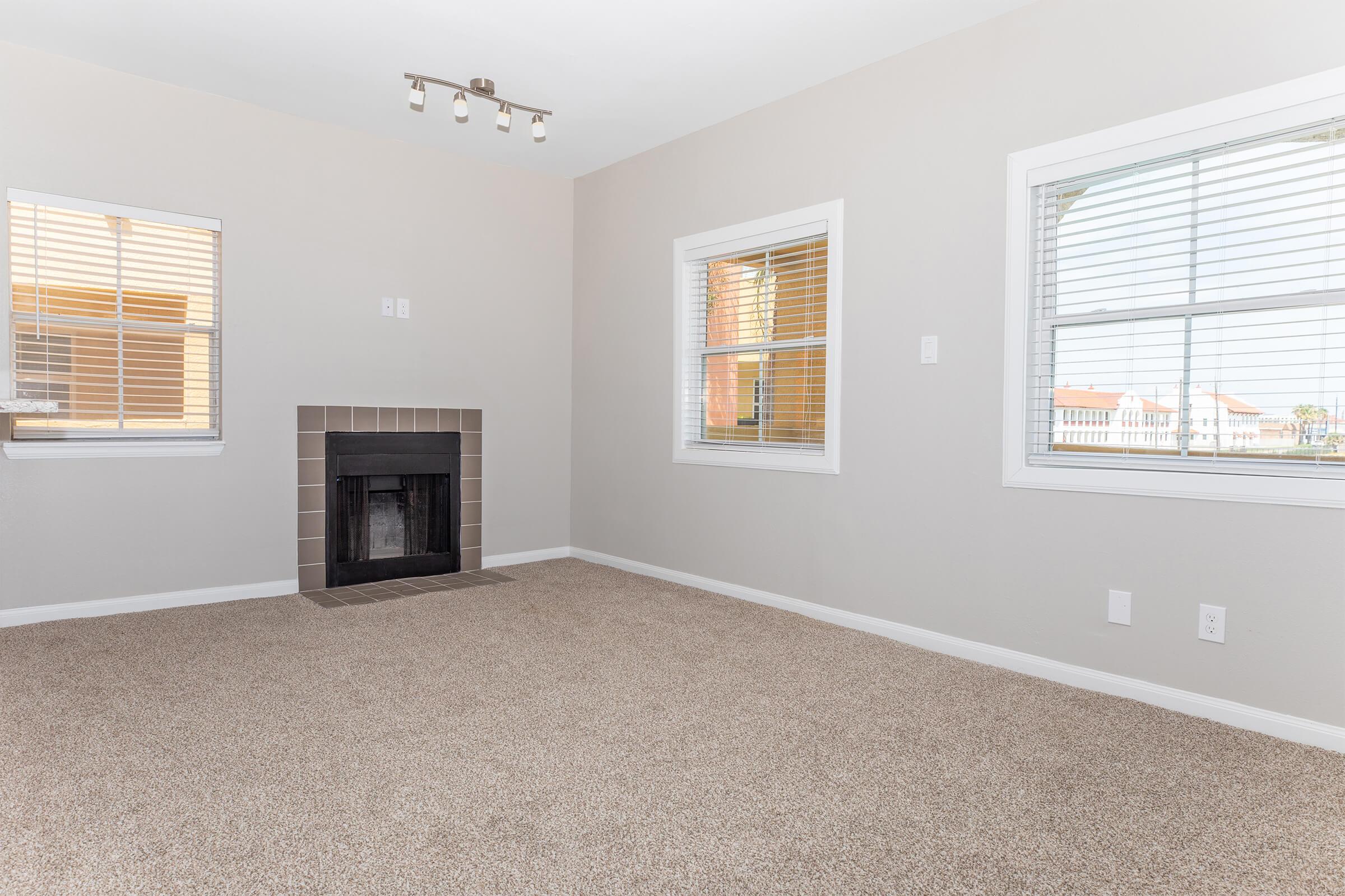 a living room with a large window