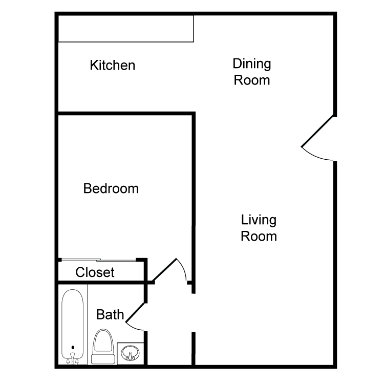 Floor plan image of 1 Bed 1 Bath