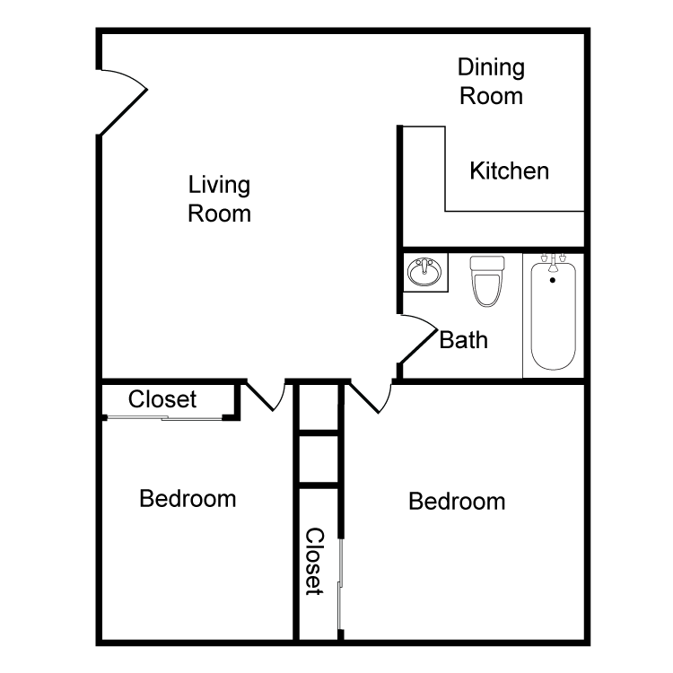 Floor plan image of 2 Bed 1 Bath
