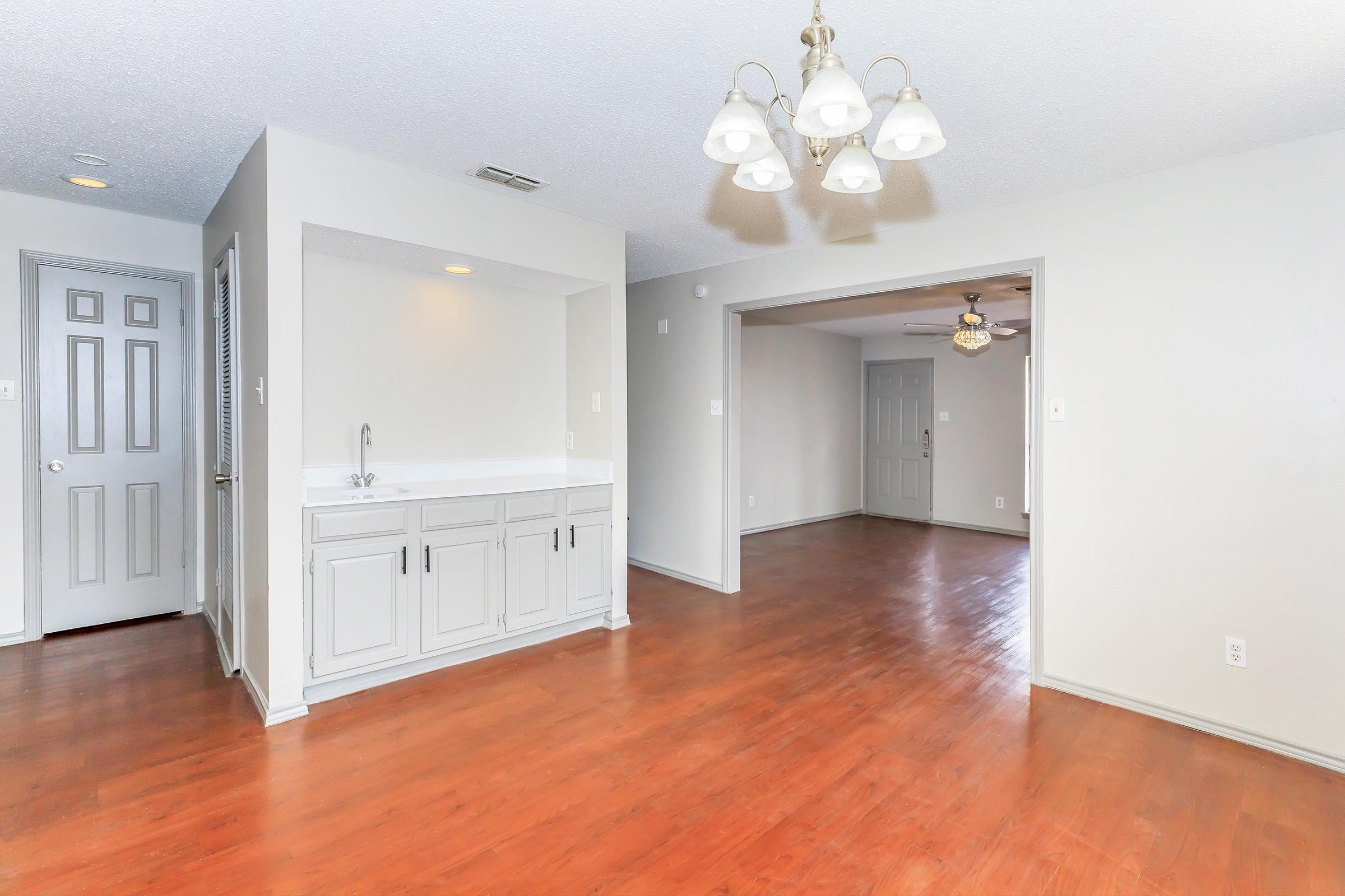 a room with a hard wood floor