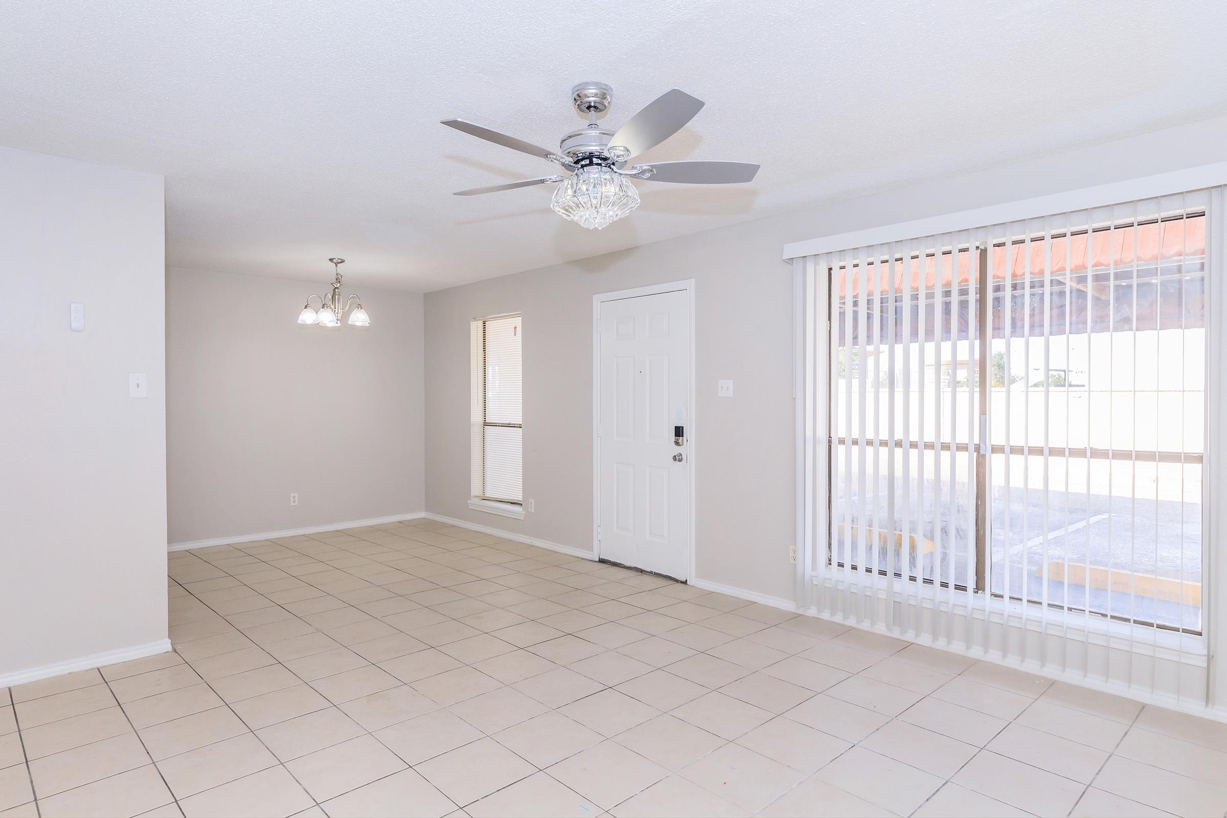 a room with a tiled floor