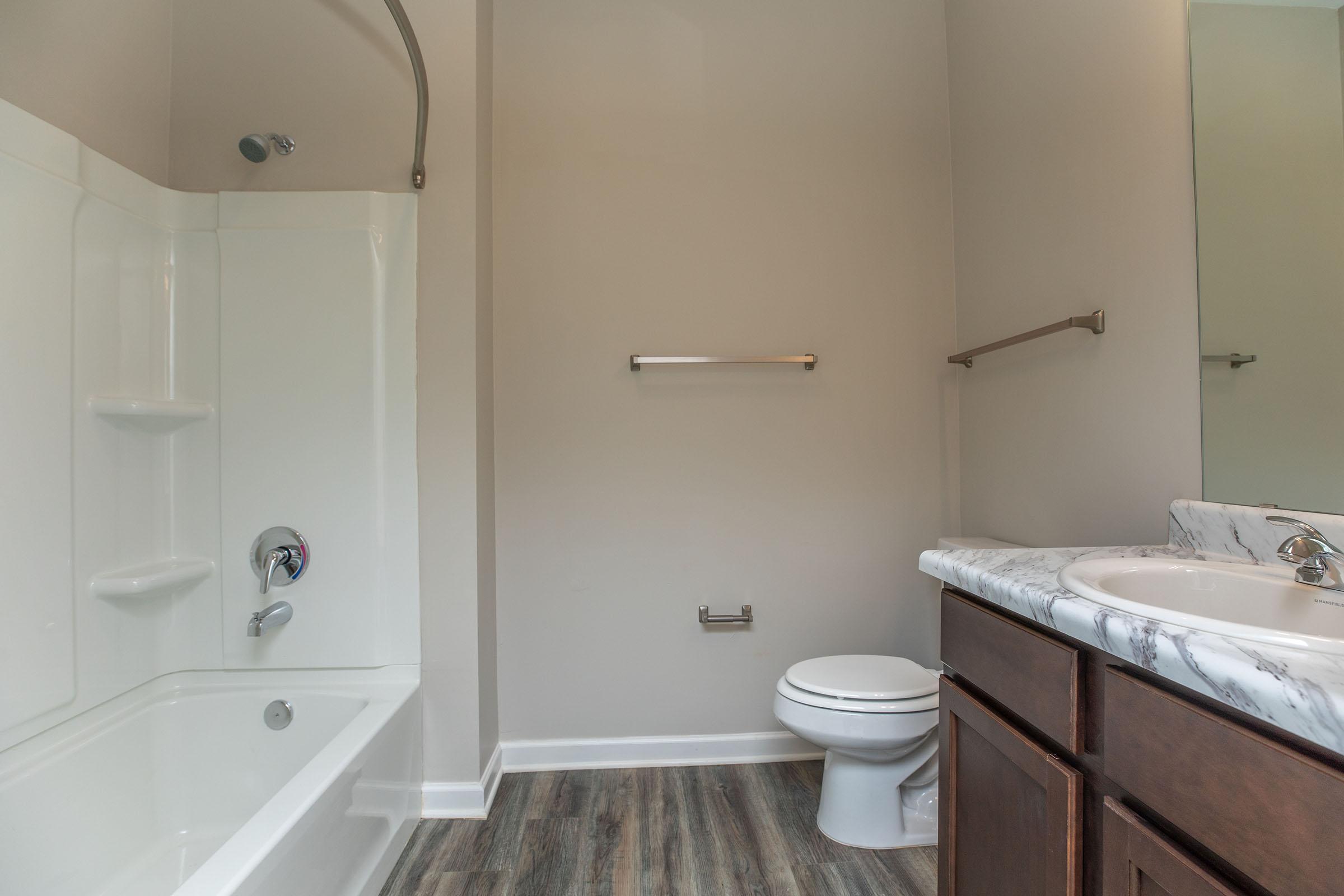 a shower that has a sink and a mirror