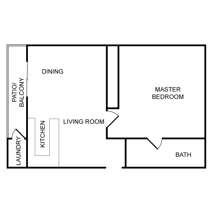 Floor plan image of 1 Bed 1 Bath