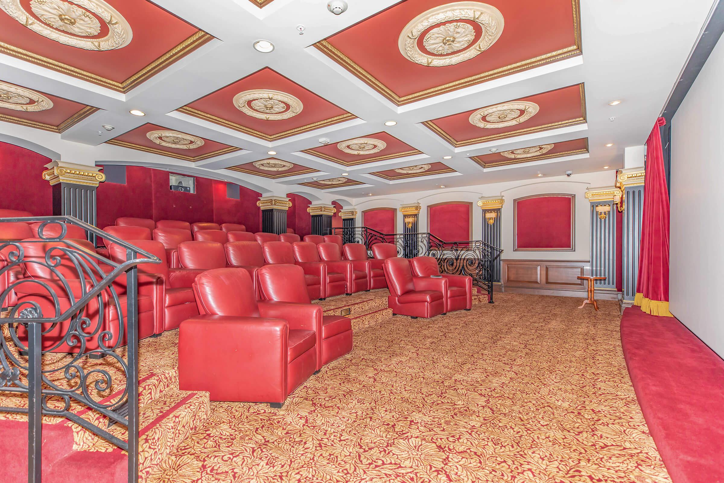 The Orsini movie theater with red chairs
