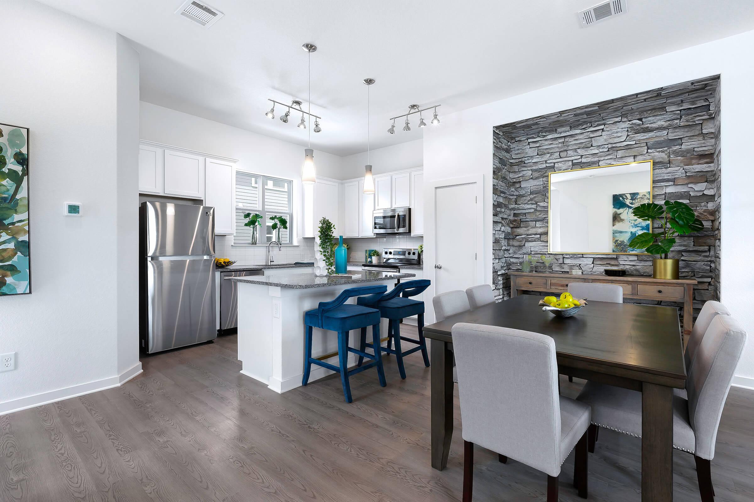 a room filled with furniture and a table