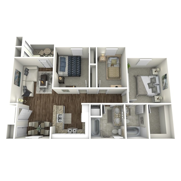 The Morado, a 3 bedroom 2 bathroom floor plan.