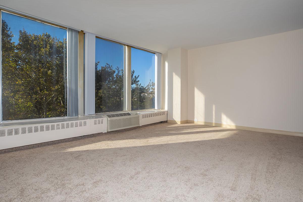 a room with a large window