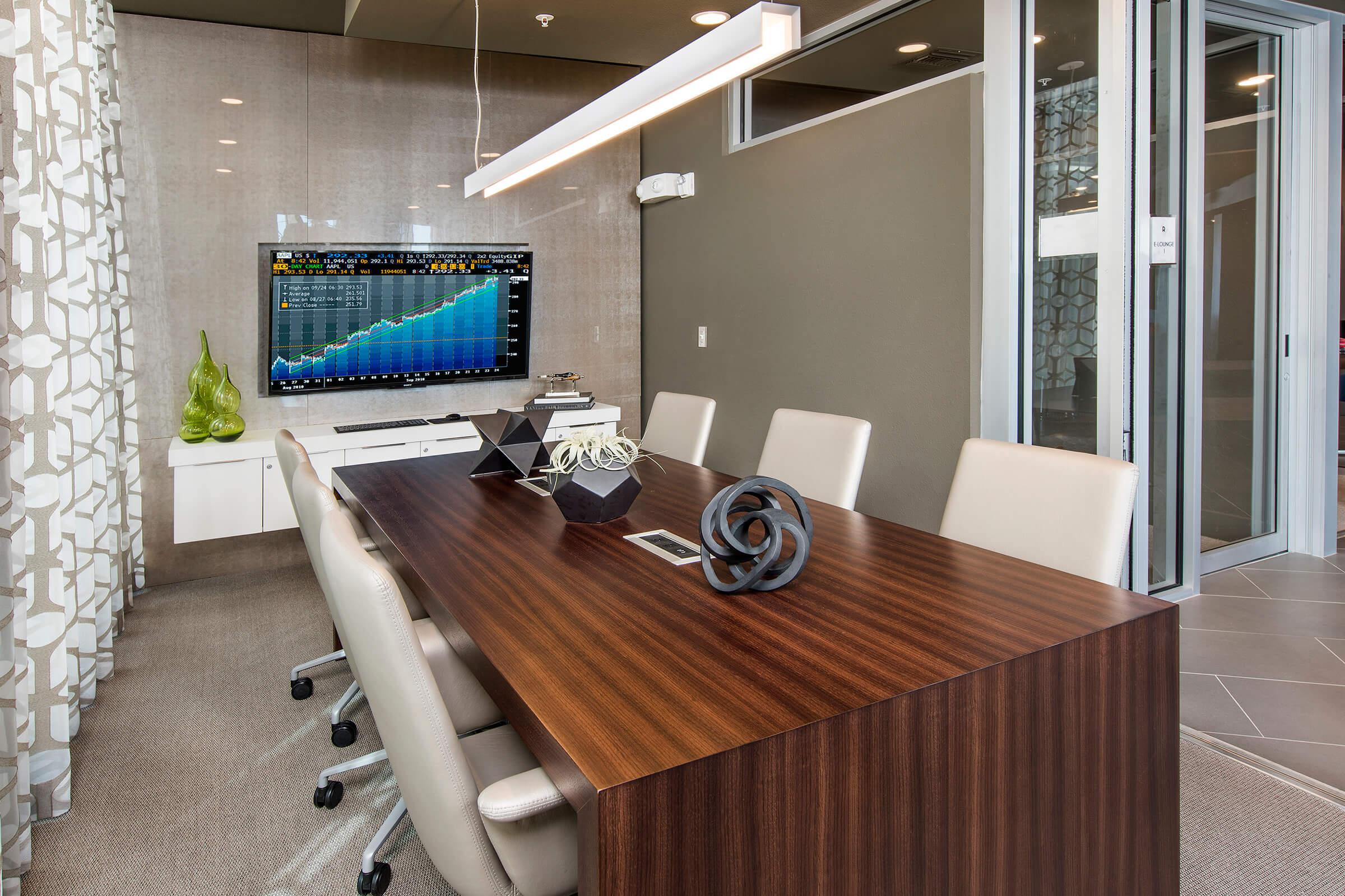 a room with a tv on a table