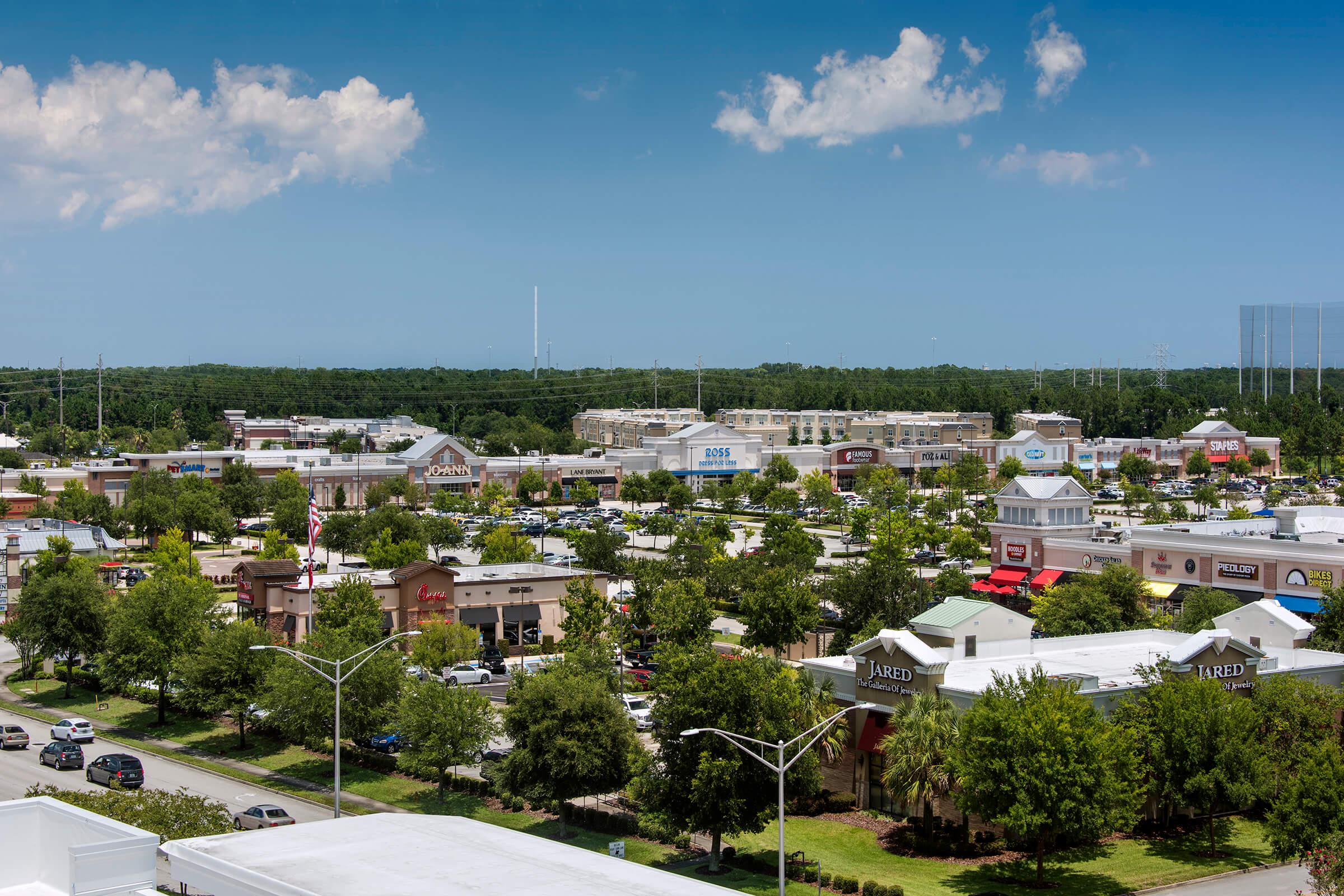 an aerial view of a city